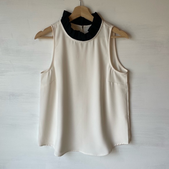 J. Crew Ruffle Neck Sleeveless Top in 365 Crepe Size: Small - Picture 3 of 6
